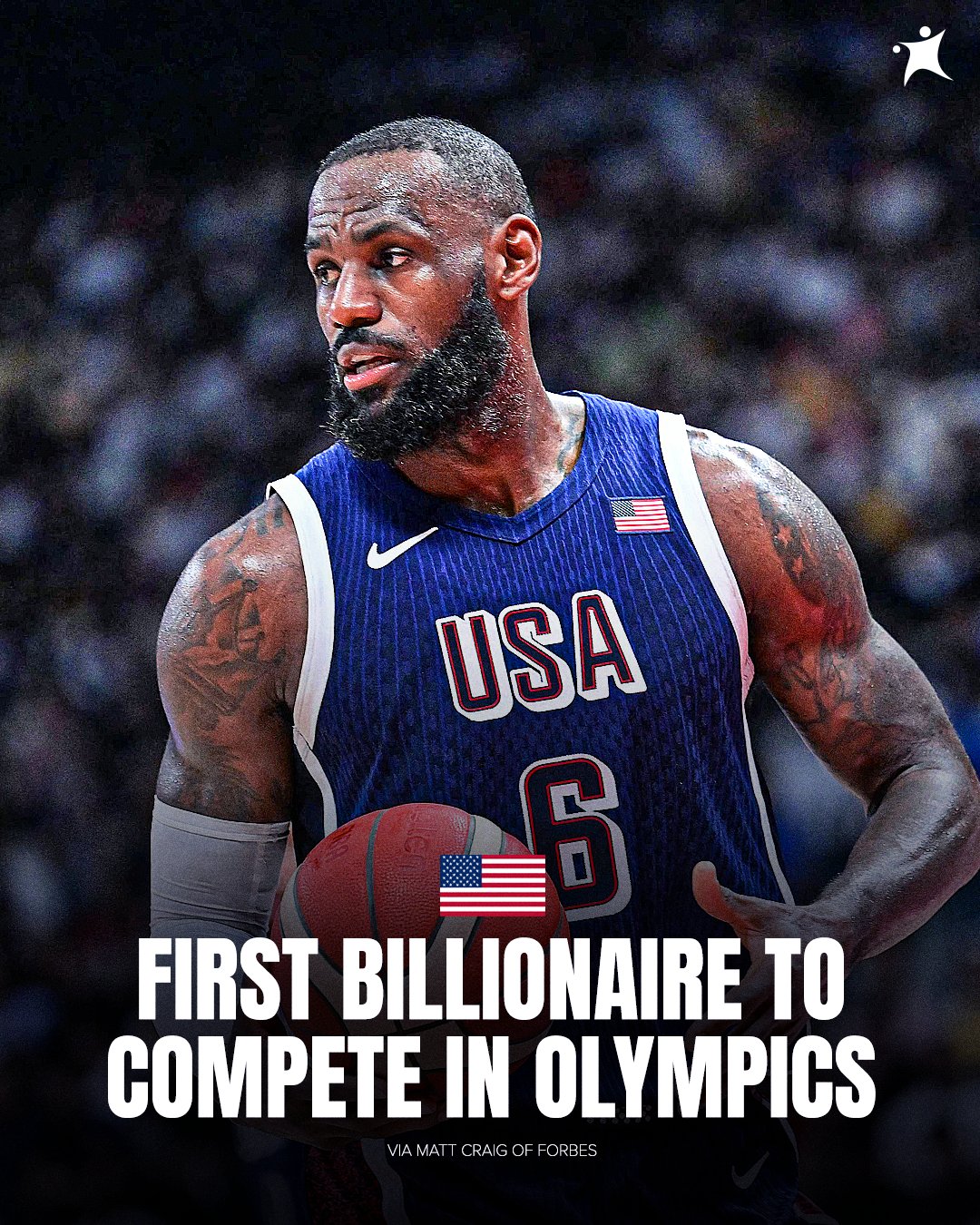 有钱人里打球最好的詹姆斯是奥运会中首位身价超十亿的运动员